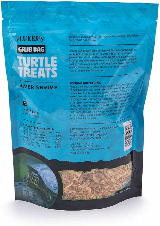 Fluker's Grub Bag Turtle Treats, High Protein Freeze Dried River Shrimp, For Aquatic Turtles, Amphibians, and Reptiles, 6 oz