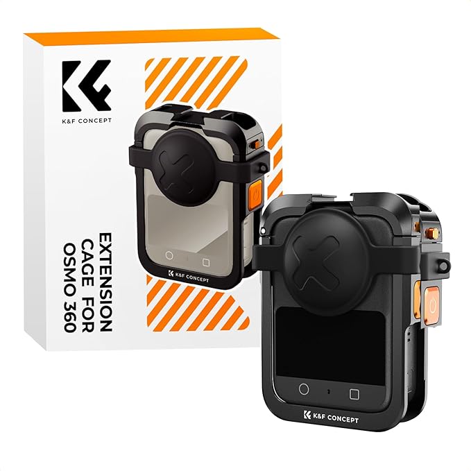 K&F CONCEPT Upgrade Metal Camera Cage Compatible with DJI Osmo 360 Accessories, Aluminum Protective Case | with Silicone Lens Cover | Expansion Frame with 2 Cold Shoe Mount | Built-in Charging Contact