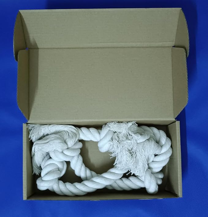 35" Dog Rope Tug Toy β 5-Knot Cotton Rope, Perfect Balance for Tug & Chew, Durable Interactive Toy for Medium & Large Dogs (22β88 lbs), Indoor & Outdoor, Washable, White