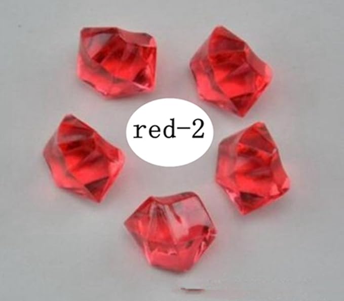 Ivie Colorful Crystal Stone Acrylic Glass Transparent Stone for Fish Tank,Aquarium,Terrariums,Vase,Plants,Garden Decoration (200grams) (red-2)