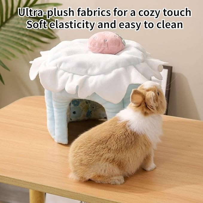 Cake Shaped Guinea Pig Hideout Tunnel, Cage Accessories for Bunny, Hamster, Chinchilla, Ferret, Rabbit and Other Small Pets (Blue,L)
