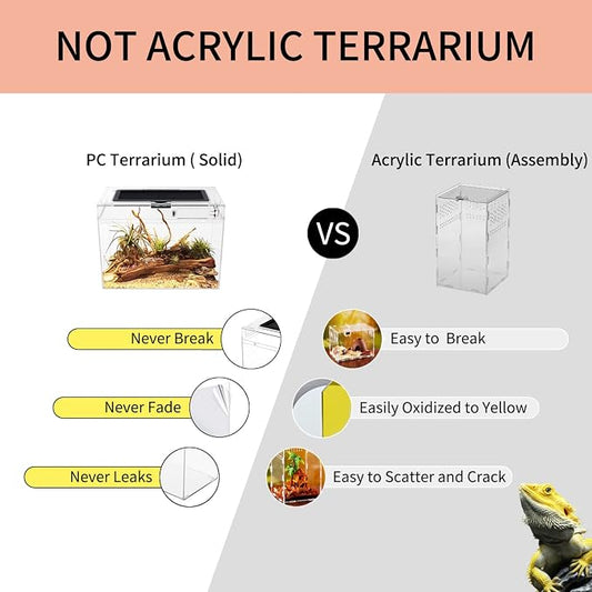 Reptile Growth Mini Reptile Terrarium,12" x 7"x 9" Reptile Tank with Full View Visually Appealing,for Insect,Fish,Tarantula,Hermit crab,Jumping spider,Iguana,Tortoise,Leopard Gecko,Frog,Bearded dragon