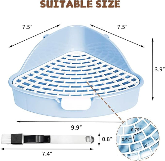 Rabbit Litter Box Bunny Corner Toilet Box for Hamster Ferret Rat Cage Pan 3.9” x 7.5” x 7.5” for Small Animals Traine Tray