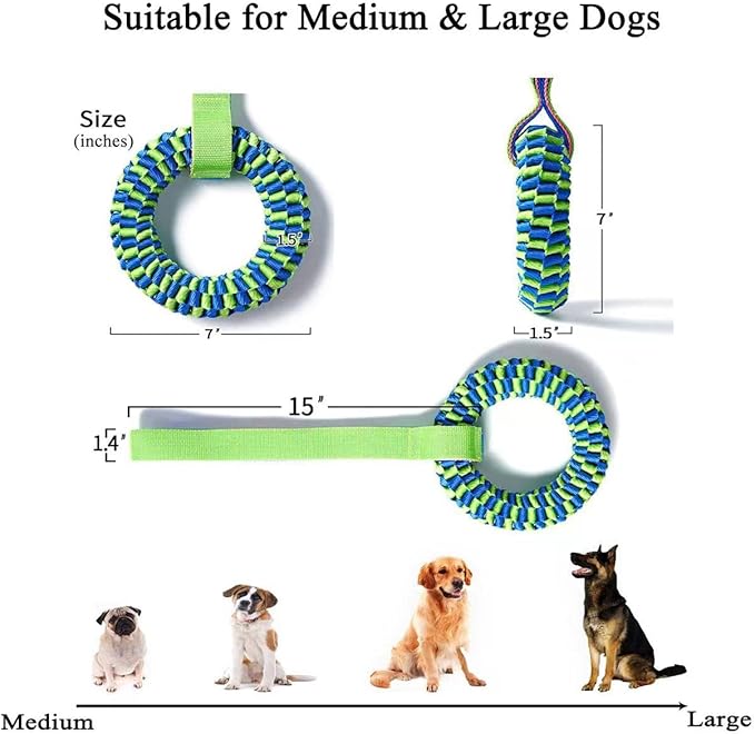 Dog Toys for Aggressive Chewers, Tug of War Dog Toy, Dog Teeth Cleaning Toy, Dog Rope Toys for Medium and Large Dogs
