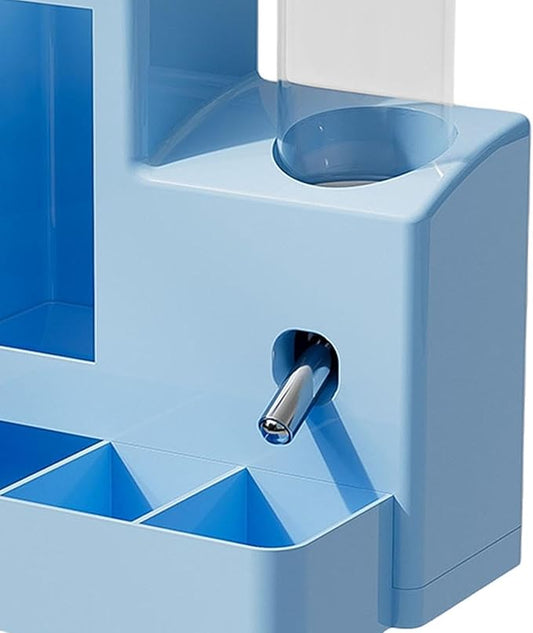 Gralara 3 in 1 Hamster Automatic Feeder Container Accessories Bowl Feeding Station Dispenser for Ferrets Patio Small Animal Terrace, Blue 120ml Bottle