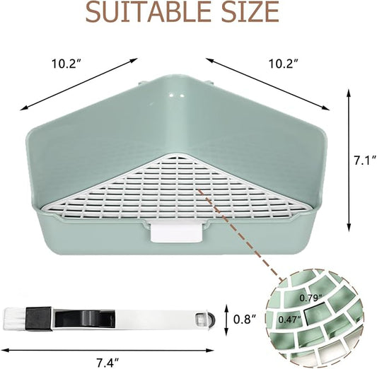 Rabbit Litter Box Bunny Corner Toilet Box for Hamster Ferret Rat Cage Pan 13.4" x 10.2" x 7.1" for Small Animals Training Tray