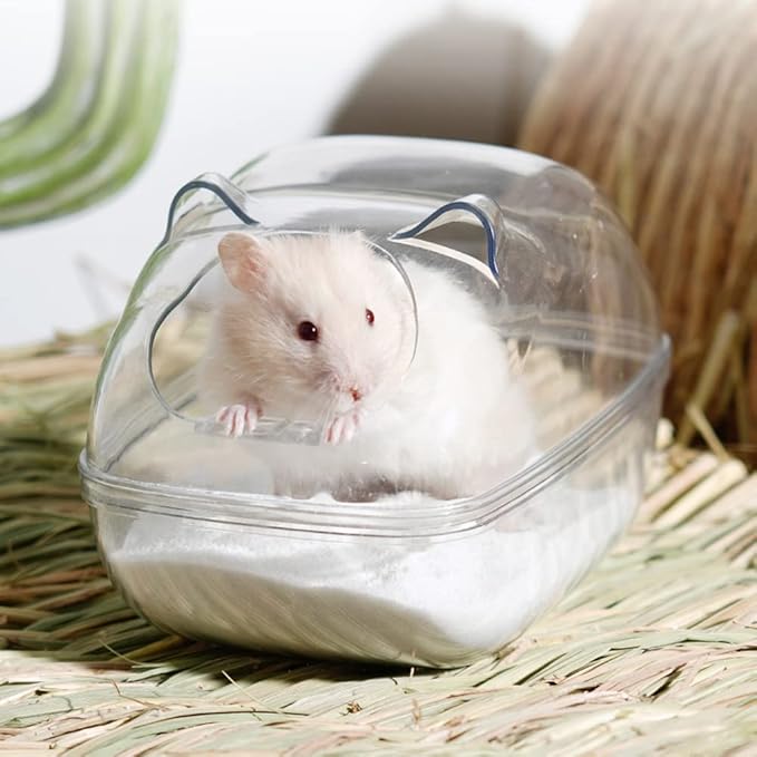 Hamster Sand Bath Container Small Animal Litter Box Bathtub Critter's Bathroom with Scoop Accessories for Mice Hedgehog Lemming Gerbils or Other Small Pets