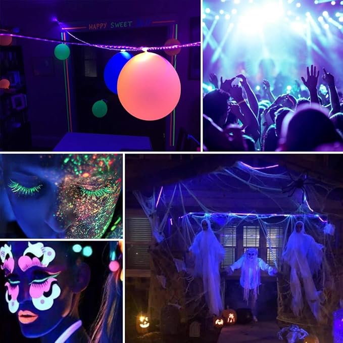 LightingWill Super Bright 60W LED UV Black Light Strip, Waterproof Blacklights 5M/16.4ft 3528SMD 300LED Ultraviolet Light for Party Night Fishing with 12V 5A Power Supply