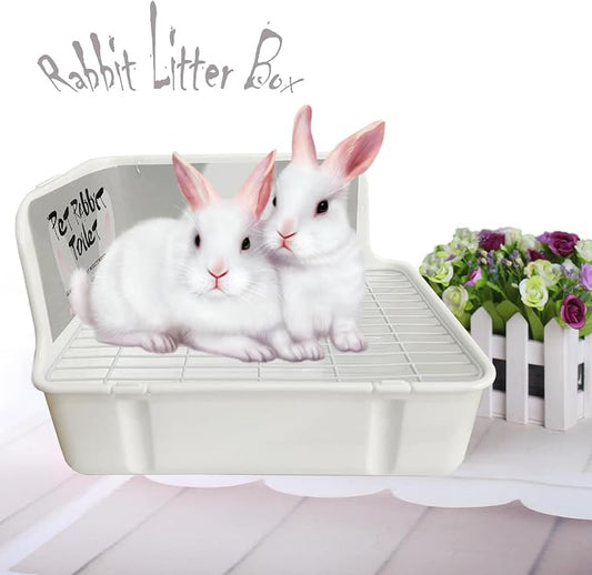 kathson Guinea Pig Litter Box,Bunny Potty Training,Plastic Square Small Animal Toilet,for Hamster Chinchilla Ferret Hedgehog Gerbil(White)