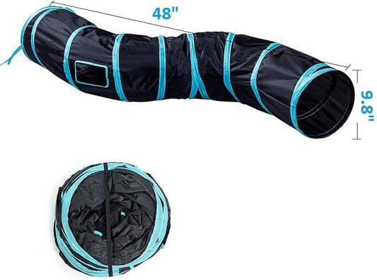 Cat Tunnels, Pet Ferret Rabbit Bunny Tunnels Tubes Subway Habitats, S-Style, DIY Cat Peekaboo Maze House Tent Bed, Kitten Interactive Toy (S Type: 1 Way Tube)
