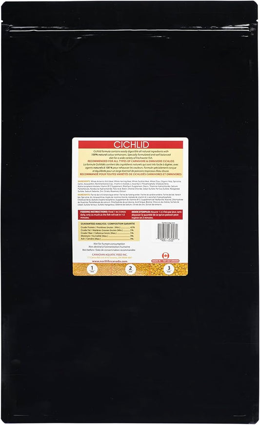 NorthFin Cichlid Formula Fish Food – Slow Sinking Pellets for Cichlids (1mm, 2.5kg) | Premium High-Protein, All-Natural Cichlid Diet to Enhance Color & Growth – No Fillers, No Hormones, Made in Canada