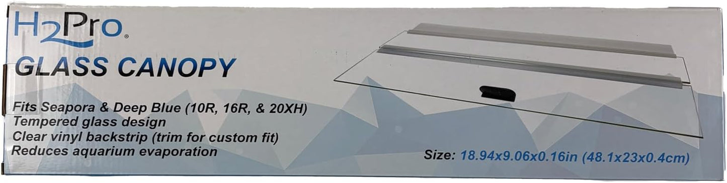 H2Pro Glass Canopy Aquarium Lid for Fresh & Saltwater Fish Tanks (S20GT for Seapora 10gal Aquariums)
