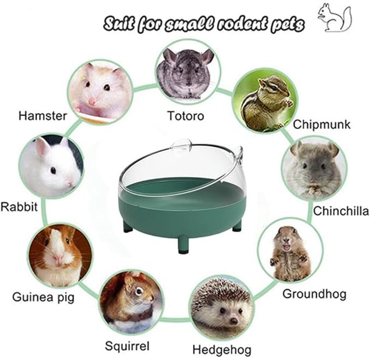 Hamster Food Bowl Elevated Tilted Pet Feeder Sand Bathtub Reduces Neck Strain for Small Pet Ferrets Dwarf Hamsters Gerbils Mice Puppies (Green)