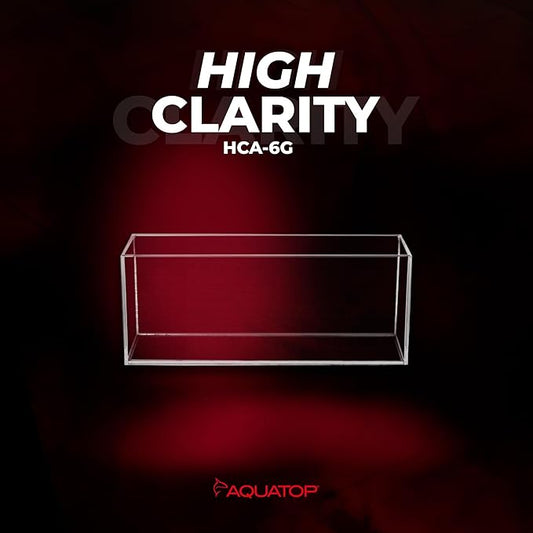 Aquatop High Clarity Tall Glass Aquarium – 6.5 Gallon Bookshelf Style Tank – 6.7" x 23.6" x 9.4" – Crystal Clear Glass for Freshwater & Saltwater Aquariums – HCA-6G