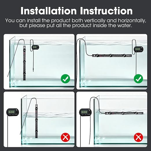 MQ Submersible Aquarium Heater Auto Thermostat, 200W Fish Tank Heater for 15 to 40 Gallon with LCD Digital Aquarium Thermometer, Shatter-Proof and Blast-Proof