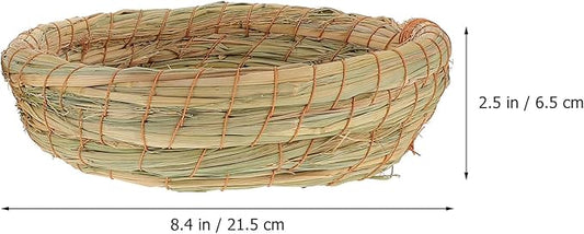2pcs Woven Straw Pet House with Flat Bottom, Natural Handwoven Small Animal Shelter for Hamsters, Rabbits, Guinea Pigs, Ferrets – Cozy Warm Chewing Bed for Indoor Pet Cages