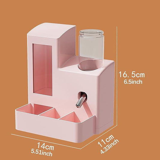 Gralara 3 in 1 Hamster Automatic Feeder Container Accessories Bowl Feeding Station Dispenser for Ferrets Patio Small Animal Terrace, Pink 80ml Bottle