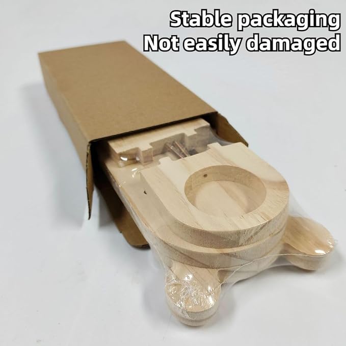 Hamster Water Bottle with Wooden Stand No Drip Water Bottle Leakproof Guinea Pig Water Bottles Small Animal Water Dispenser/Feeder for Hamster Guinea Pig Gerbils Mice Rabbit (with Feeder)