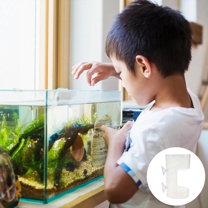 2 Pack PS Plastic Fish Feeders, Tank Feeding Tray with Suction Cup, Artemia Clear Floating Fish Tank Dish Tray, Tank Divider Supplies