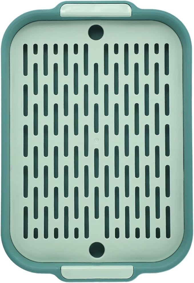 Litter Box Toilet Tray for Small Pets Such As Rabbit, Guinea Pig, Ferret, Chinchilla, Hamster, and Birds Space with Heightened Grid (Green)