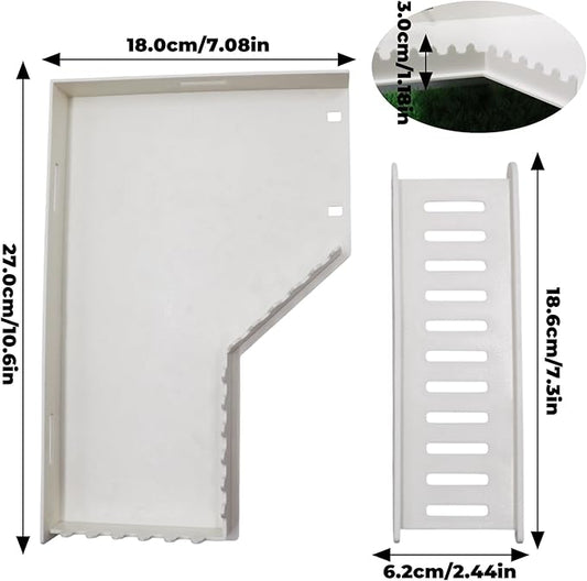 No-Drill Climbing Platform with Ramp, Hermit Crab Climbing Wall & Hideout, Multi-Level Platform with Ladder, No-Tools Mounting for Geckos, Small Lizards, Hamsters