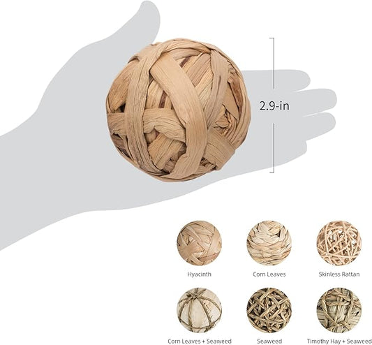 Niteangel Natural Chew Activity Toys Fun Safe Hay Grass Pet Balls for Chinchilla Guinea Pig Rats Rabbits Hamster Gerbil Degu Bunny and Other Small Animals