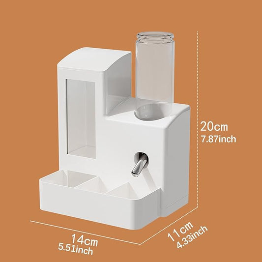 Gralara 3 in 1 Hamster Automatic Feeder Container Accessories Bowl Feeding Station Dispenser for Ferrets Patio Small Animal Terrace, White 120ml Bottle