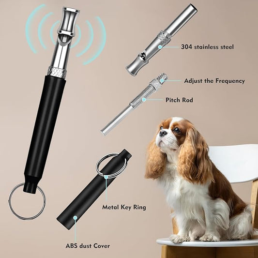 CdbC Dog Whistle - 2Pack Dog Whistle to Stop Barking Neighbor's Dog, Adjustable Ultrasonic Silent Dog Whistle,Helpful for Training Recall (Black with Lanyard)