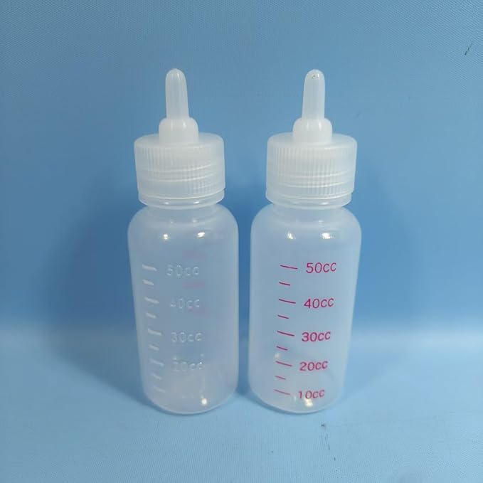 2 pet Care Feeding Bottles with Nipples, Suitable for Kittens, Puppies, Hamsters, Small Animal Pacifier Bottles, with a Capacity of 50cc