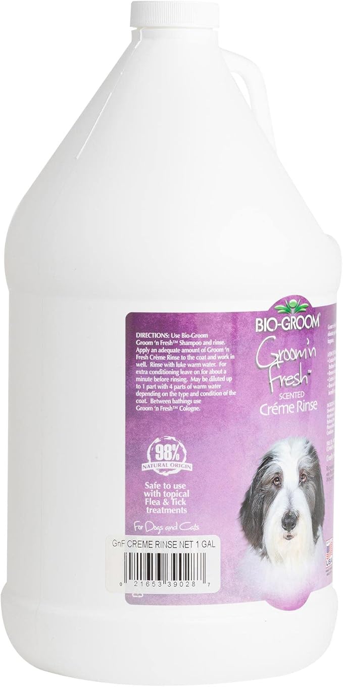 Bio-Groom Groom'n Fresh Dog Conditioner - Scented Dog Bathing Supplies, Puppy Wash, Cat Grooming Supplies for Sensitive Skin, Cruelty-Free, Made in USA, Tearless Product - 1 Gallon