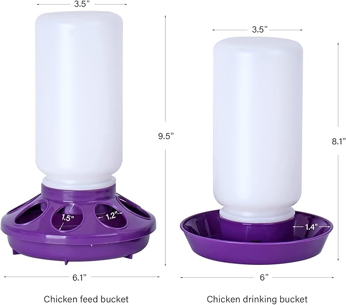 Chick Feeder and Waterer Set no Waste Chicken Water Dispenser 1L Chicken Water Feeder Poultry Waterer Baby Chick Duckling Supplies Starter Kit (Purple)