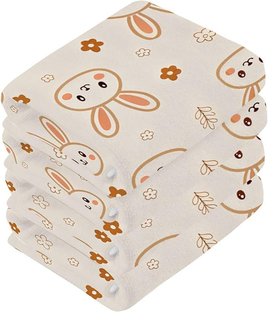 Cute Rabbits Washcloths, Highly Absorbent and Soft Cotton Face Cloths, 6 Pack Quick Dry Wash Cloths - 12 X 12 Inches
