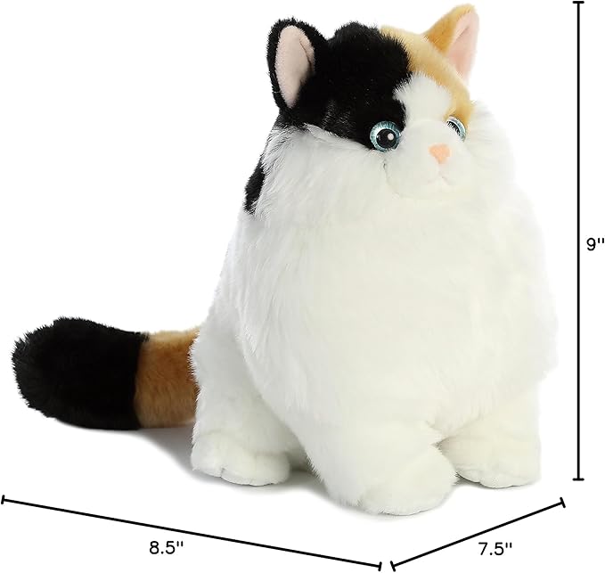 Aurora® Charming Fat Cats™ Munchy Calico™ Stuffed Animal - Cuddly Companions - Aesthetic Appeal - White 9 Inches