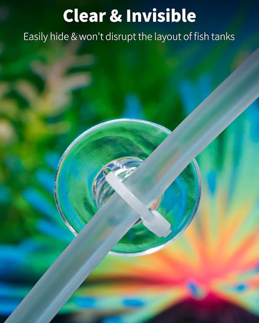 Pawfly 20 Pack Aquarium Suction Cups and 40 Pieces Adjustable Zip Ties Cables Set Fish Tank Tools for Binding Moss Holding Airline Tubing Decorations Shrimp Nests and Reptile Hammocks