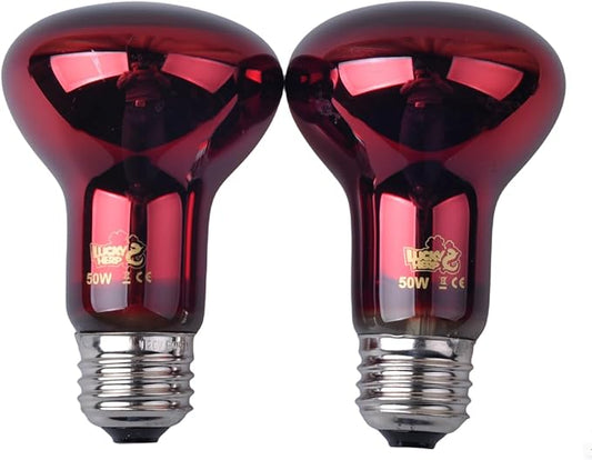 LUCKY HERP Reptile Infrared Basking Bulb,Terrarium Lighting Lamp,2-Pack (50, Watts)
