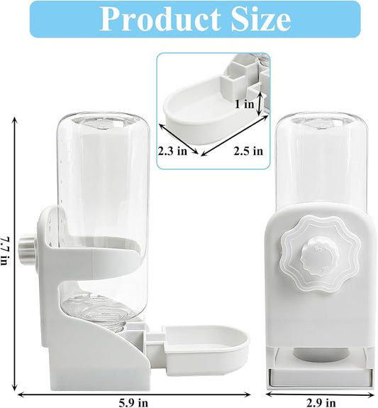 kathson Rabbit Water Dispenser for Cage 17 Oz Hanging Guinea Pig Water Bottle No Drip Gravity Automatic Bunny Water Bottle No Leak Small Animal Water Bottle for Chinchilla Ferret Hamster(White)
