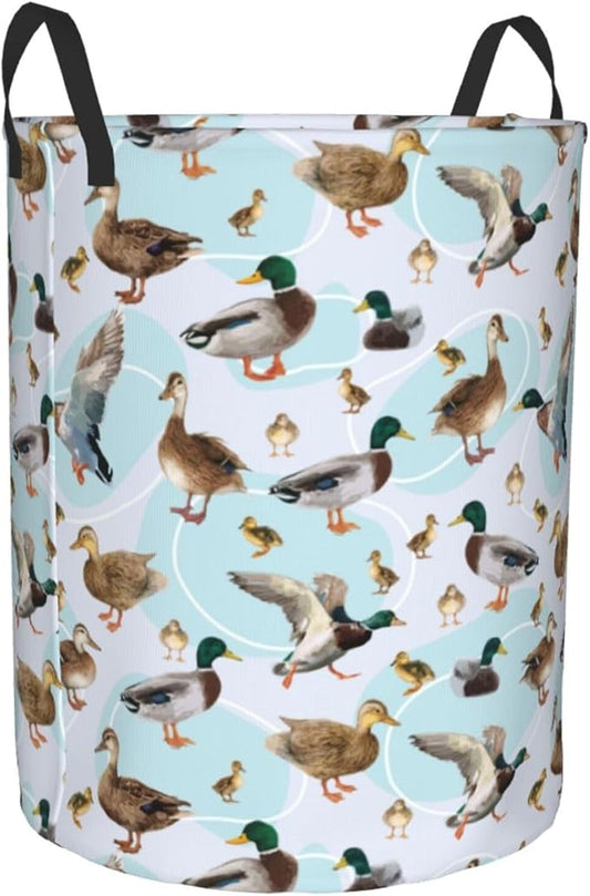 Green Duck Laundry Basket Storage Bin Foldable Laundry Hamper Clothes Storage Bucket Organizer 19.6x15.7 Inch For Laundry Room/Bedroom/Bathroom