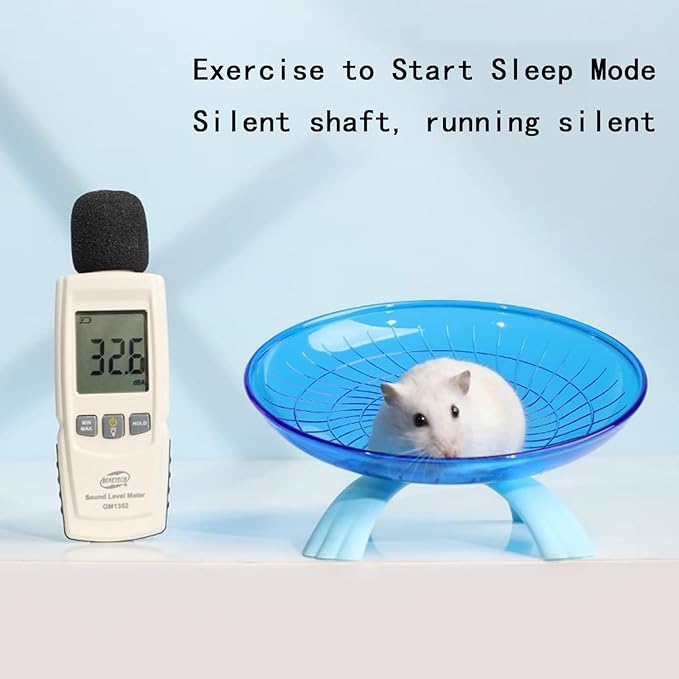 7 "Blue Small Animal Flying Saucer Running Wheel, Does not Produce Noise, for Hamsters, Hedgehogs, Guinea Pigs, and Other Small Animals to Ensure The Safety of Sports