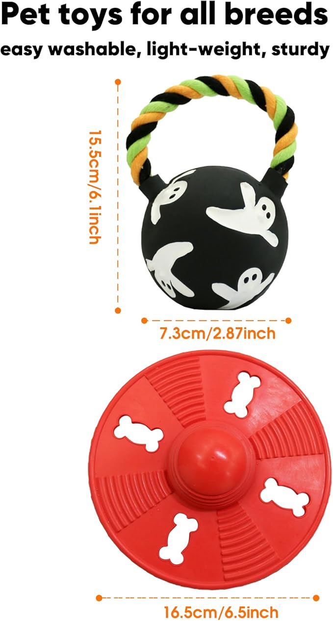 Deeow Alieen Dog Frisbee for Fetch, Teething Clean Outdoor Flying Disc, Interactive Squeaky Dogs Toy for Outdoor Pool, Park, Beach, Bye one get one Gift Black Jack-o-Lantern/Halloween Pumpkin Pet Toy