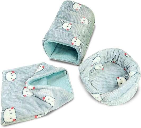 GuineaDad Guinea Pig Hideout & Tunnel Set – Plush Enrichment Toys and Accessories for Guinea Pigs – Soft Small Animal Hideaway, Tunnel, and Hiding Hut – Indoor Play for Cage or Enclosure (Pink)