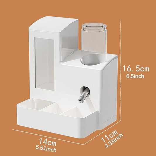 Gralara 3 in 1 Hamster Automatic Feeder Container Accessories Bowl Feeding Station Dispenser for Ferrets Patio Small Animal Terrace, White 80ml Bottle