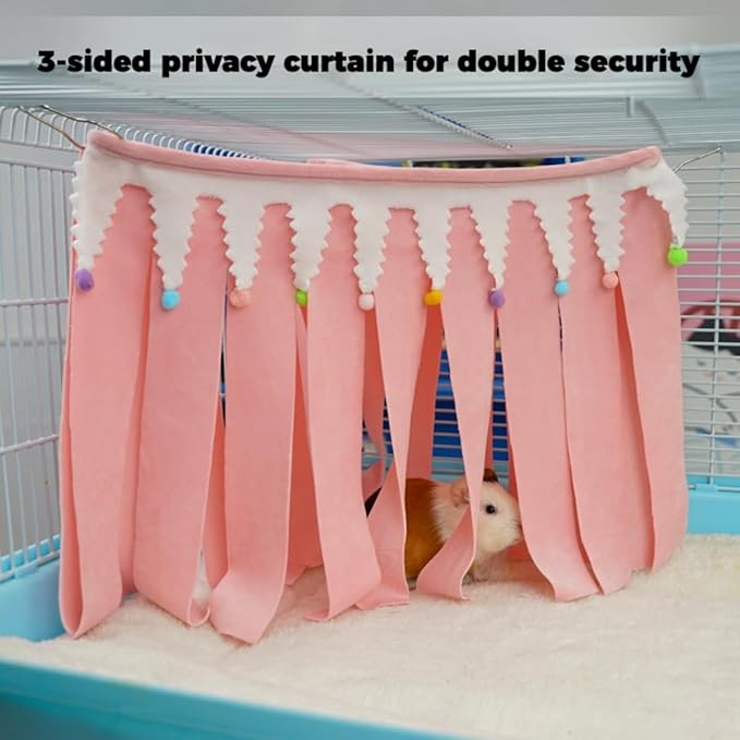 Guinea Pig Corner Hideout, Small Animal Hideout Hammock, Ferret Cage Accessories Cute Hammock, Soft Hanging Fleece Toy for Hamster, Bunny, Chinchilla, Hedgehog (Yellow,Medium)