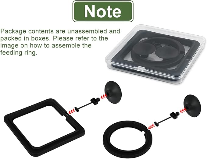 DS. DISTINCTIVE STYLE Fish Feeding Ring 2 Pieces Aquarium and Tank Floating Rings Food Feeders with Suction Cup(Black)