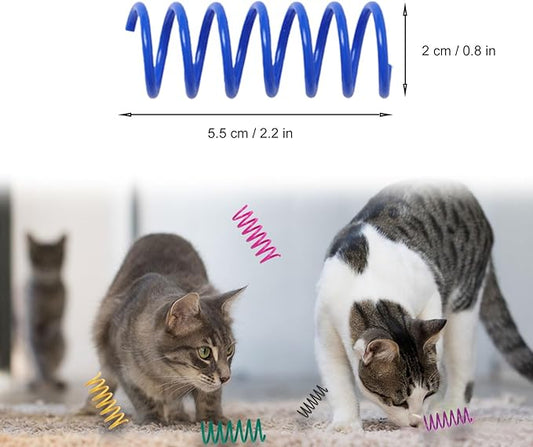 48PCS 12Colors Cat Spring Toys for Indoor Cats, Interactive Coil Springs for Self Play, Durable Heavy Plastic Cat Spiral Spring, Hunting, Biting, Swatting Creative Kitten Toy