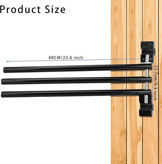 4 Pack Saddle Pad Rack with 3 Bar,Wall Mounted Swinging Horse Blanket Rack for Hanging Blankets & Pads, Ideal for Horse Stall, Tack Room, Stable and Barn