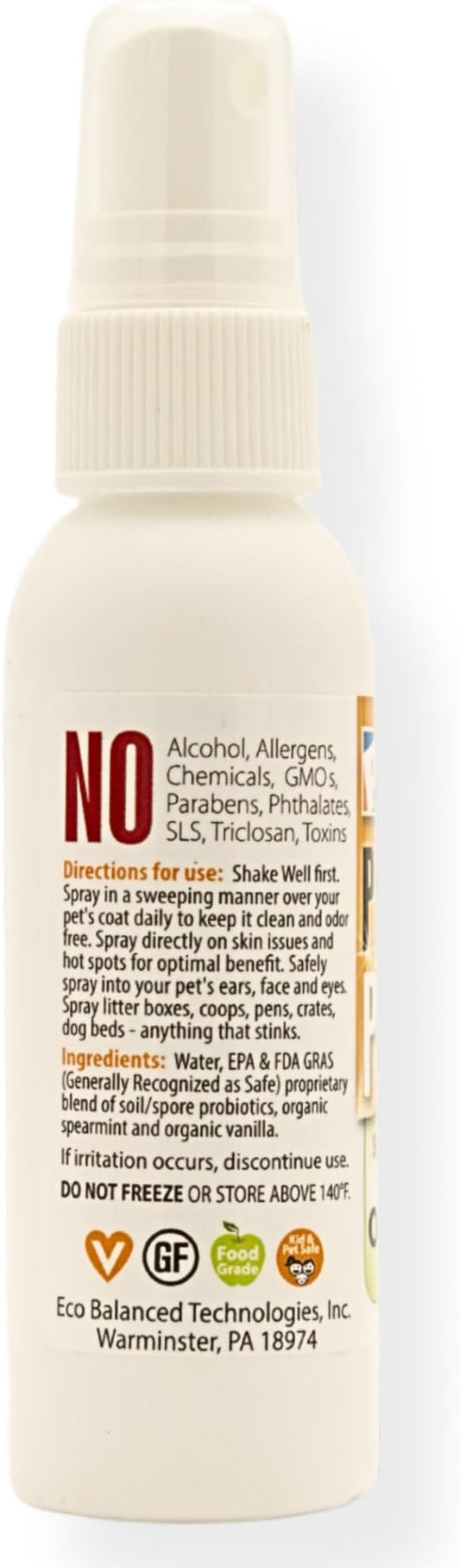 Pet Odor & Itch Spray – Dog, Cat, Puppy, Kitten Grooming Spray, Deodorizer, Litter Box Freshener, Hot Spot Spray, Coat, Bedding, Kennel, Carrier, Travel – 2 oz