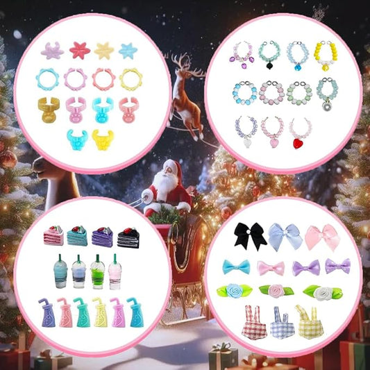16pcs Random Cute Accessories for Dogs and Cats,Necklace Collar Clothes Glasses Hat Laptop Bow Food and Drink Fit for Shorthair Cat Collie Dachshund Cocker Spaniel Great Dane Deer Pet Figure