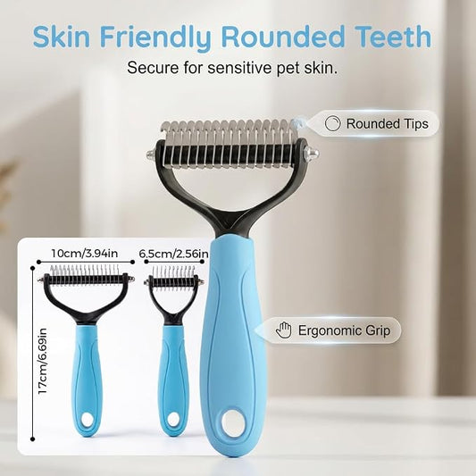 Pet Pro Grooming Tool, 2026 New Double-Sided Pet Grooming Brush, Multi-Functional Pet Brush, Portable Shedding Rake for Home Use, Professional Groomers (Pink, Medium)