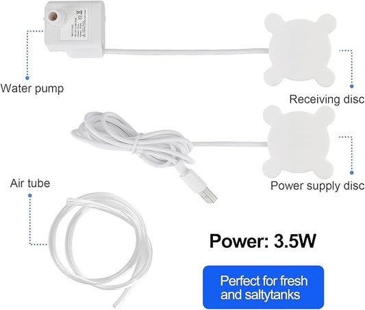 Wireless Aquarium Pump for Small Tank 5 Gallon & Under - Ultra Quiet 4.5W Submersible Pump with Adjustable Flow (40GPH) Includes Charger,Betta Fish Tank,Pet Fountain,Hydroponic bucket