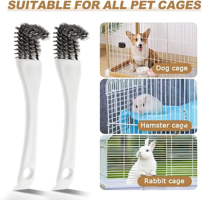 2Pcs Bird Cage Cleaner with Long Handle, Birds Cag e Droppings Removal Brush, Removes Poop Cag-e Brush for Cleaning Birds Parrot Cages Kennels Perches,Essential Bird Cage Accessory
